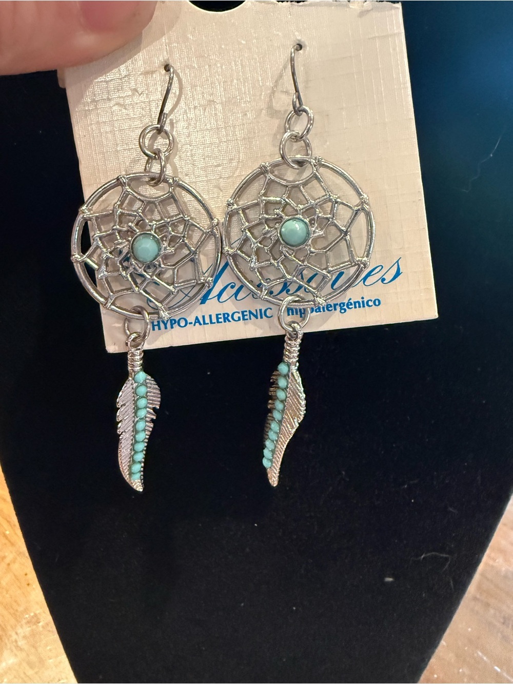Accessorize Silver Dreamcatcher Earrings with Turquoise Accents